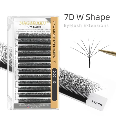 Nagaraku® 7D Premade W shape műszempilla 0,07 D mix tálca