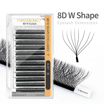 Nagaraku® 8D Premade W shape műszempilla 0,07 D mix tálcav