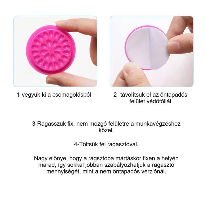Színes, öntapadós ragasztótartó virág használati útmutató