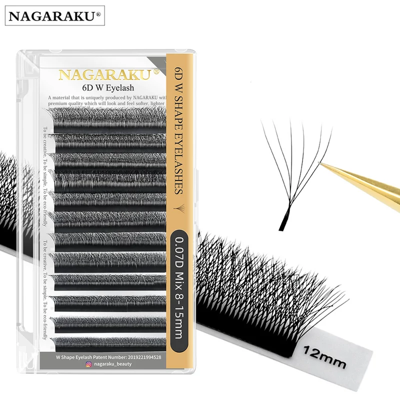 nagaraku premade fans W shape 6D müszempilla