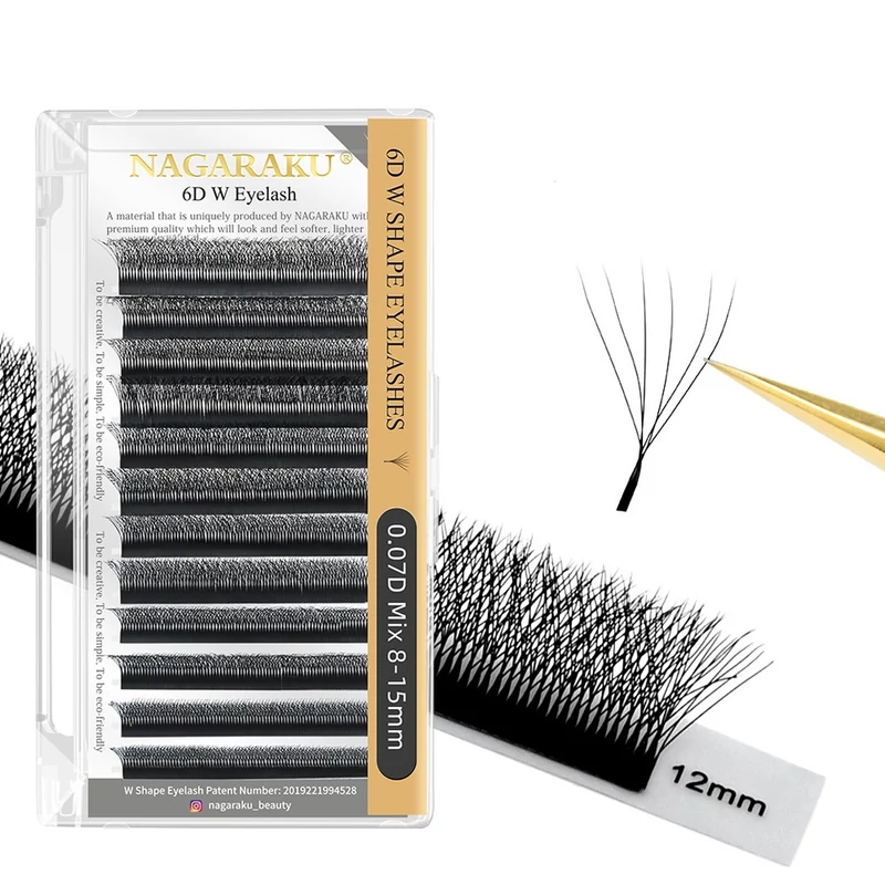 Nagaraku® 6D Premade W shape műszempilla  0,07 D egy méretes tálca