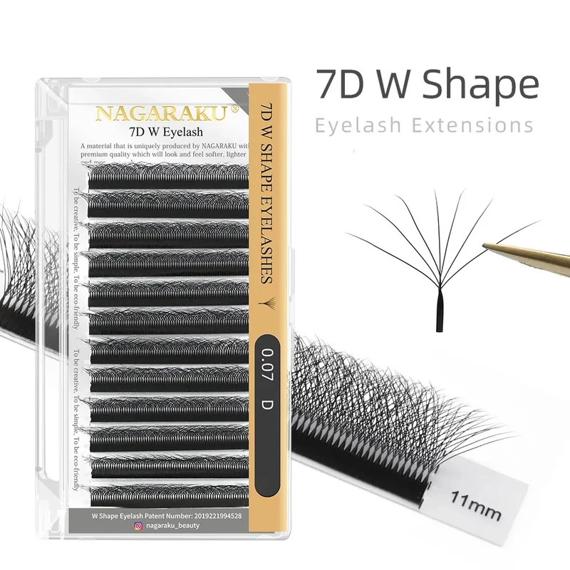 Nagaraku® 7D Premade W shape műszempilla 0,07 D mix tálca