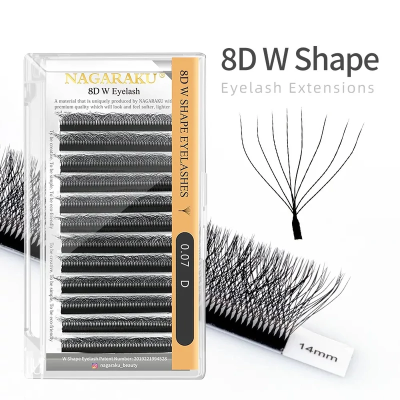 Nagaraku® 8D Premade W shape műszempilla 0,07 D mix tálcav