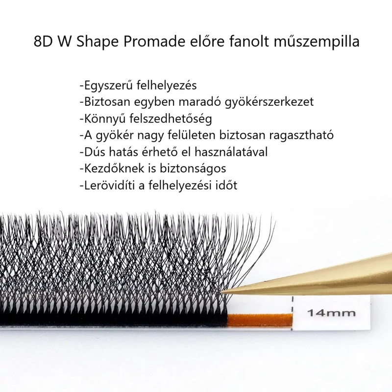 Nagaraku® 8D Premade W shape műszempilla 0,07 D mix tálca