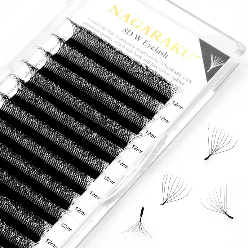 Nagaraku® 8D Premade W shape műszempilla 0,07 D mix tálca