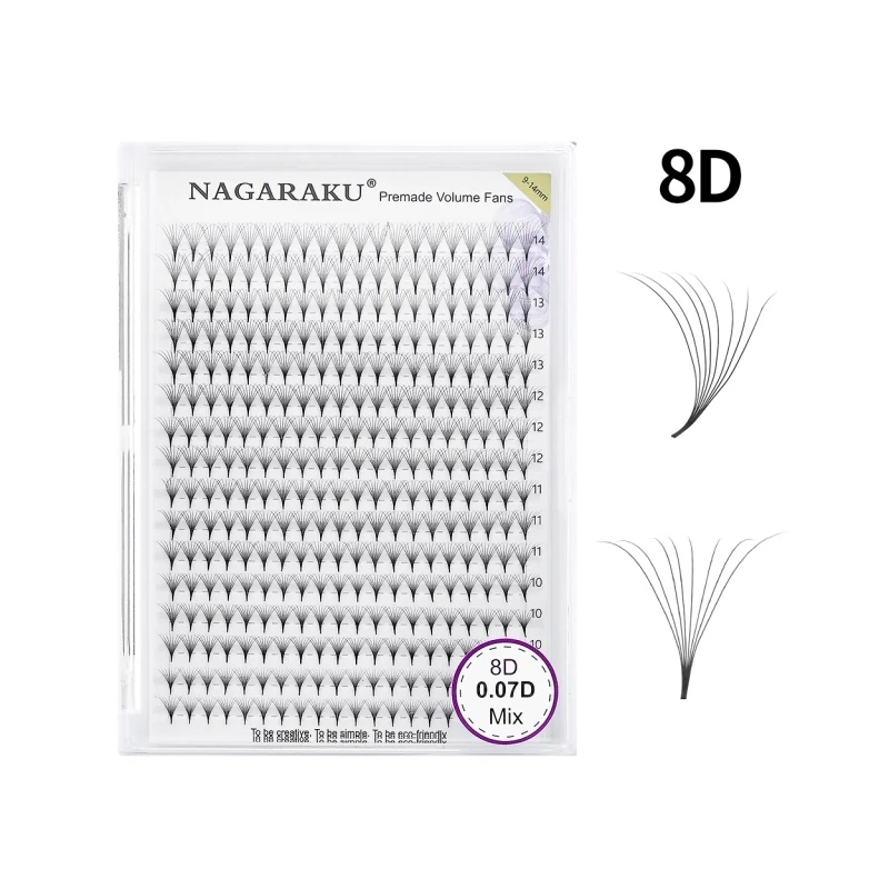 Nagaraku® 8D Premade Volume fans 0,07 D XL mix tálca